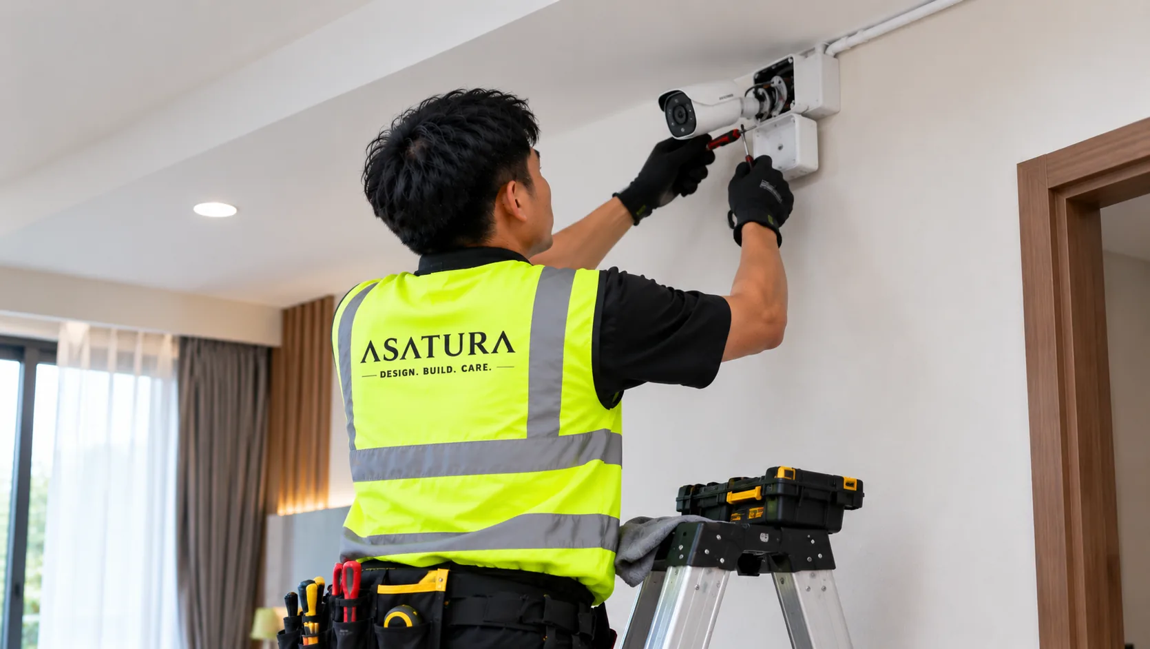 Teknisi ASATURA membuka dan memeriksa unit kamera CCTV yang bermasalah