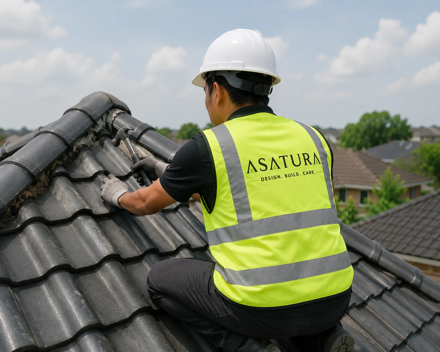 Tukang ASATURA memperbaiki struktur atap dan dak beton rumah