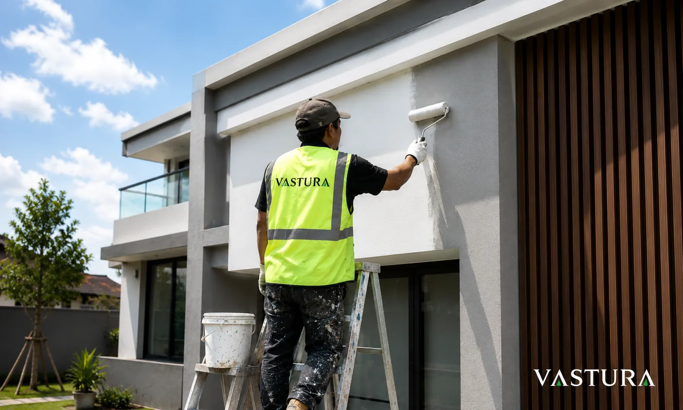 Tim ASATURA merenovasi tampilan fasad depan rumah
